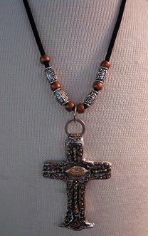 Necklace Old California Style Cross with Beads