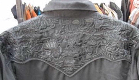 Vintage Inspired Western Shirt Mens Scully Gunfighter Charcoal Back Details