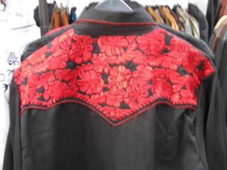 Vintage Inspired Western Shirt Ladies Scully Gunfighter Crimson Black Back XS-2XL