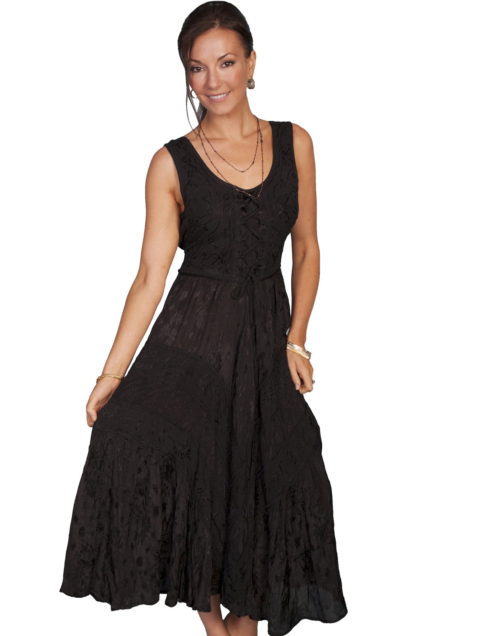 Honey Creek Collection Dress: Sleeveless Lace-Up, Tier Panels Black / 2XLarge (20) Honey Creek Collection Dress: Sleeveless Lace-Up, Tier Panels Black / 2XLarge (20)