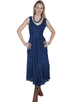 Scully Honey Creek Dress Lace-Up, Sleeveless, Blue Front