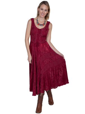 Scully Honey Creek Dress Lace-Up, Sleeveless, Burgundy Front