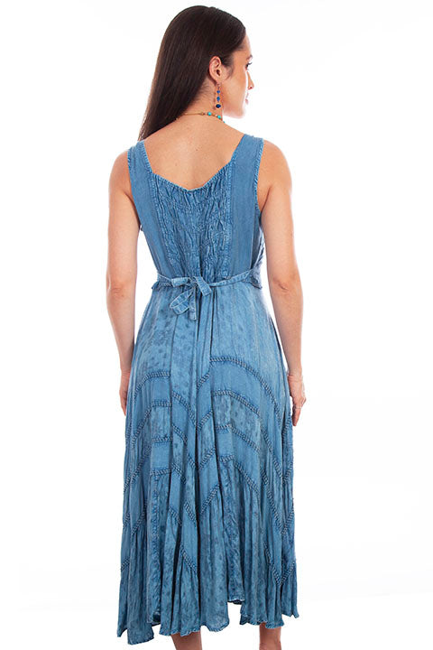 Scully Honey Creek Dress Lace-Up, Sleeveless Light Denim Back