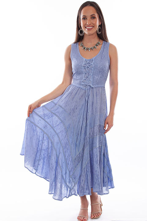 Scully Honey Creek Dress Lace-Up, Sleeveless Sky Blue Front