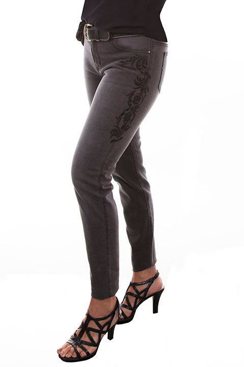 Scully Ladies' Honey Creek Embroidered Denim Jean Black Front