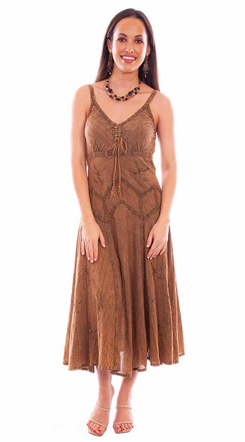 Honey Creek Dress Spaghetti Strap, Adjustable Hem, Copper