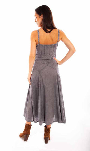 Honey Creek Dress Spaghetti Strap, Adjustable Hem, Back Grey