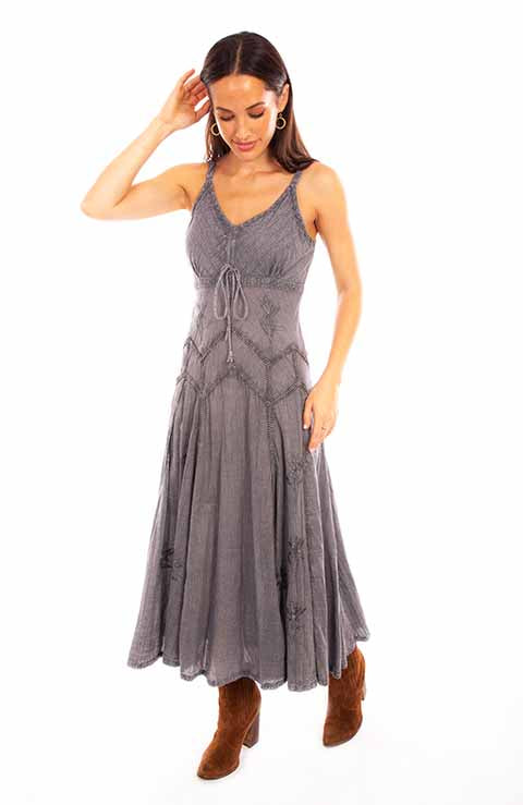 Honey Creek Dress Spaghetti Strap, Adjustable Hem, Slate