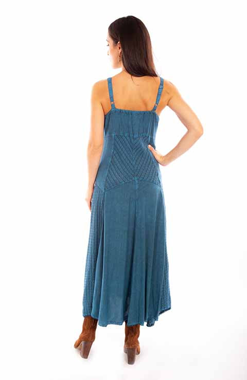 Honey Creek Dress Spaghetti Strap, Multi Fabric, Blue Back