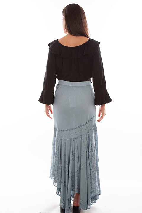 Honey Creek Skirt: Drawstring Waist, Uneven Hem, Ash Grey Back