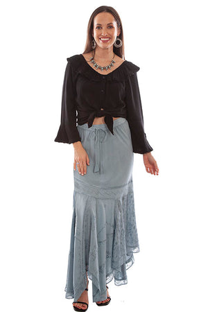 Honey Creek Skirt: Drawstring Waist, Uneven Hem, Ash Grey Front