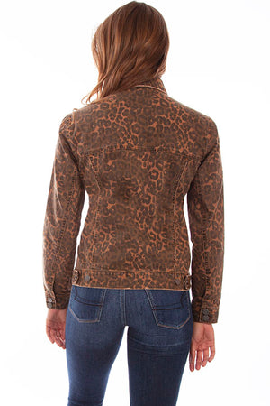 Scully Honey Creek Ladies' Leopard Denim Jacket Back #719642