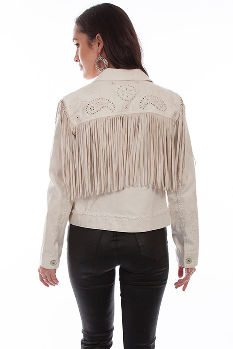 Scully Ladies' Honey Creek Off White Jacket Fringe Back HC687