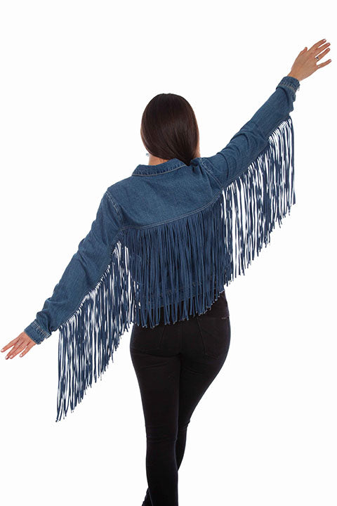 Scully Ladies' Honey Creek Fringe Denim Jacket Back