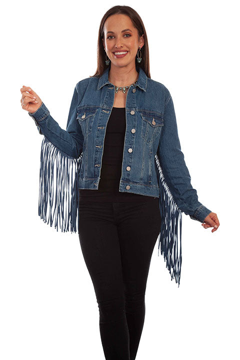 Scully Ladies' Honey Creek Fringe Denim Jacket Front