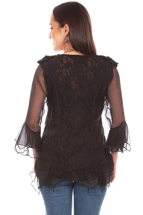 Scully Honey Creek Ladies' Lace Pullover Black Back
