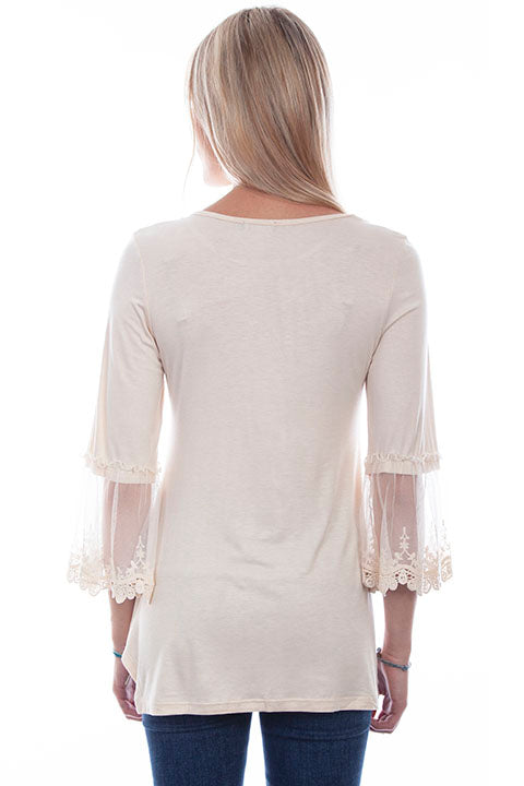 Scullly Ladies' Honey Creek Solid Top Crochet Sleeves Front