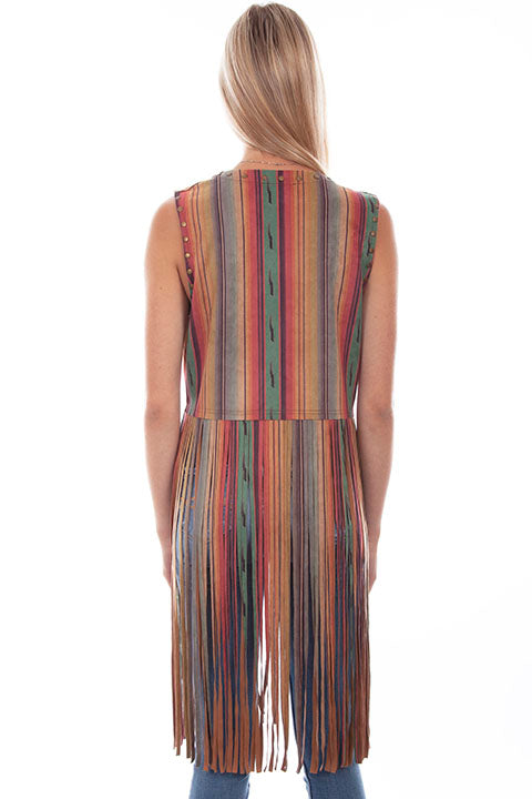 Scully Honey Creek Ladies' Print Serape Vest Fringe Back