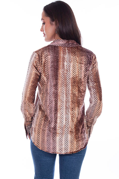 Scully Honey Creek Ladies' Animal Print Velvet Top Front 