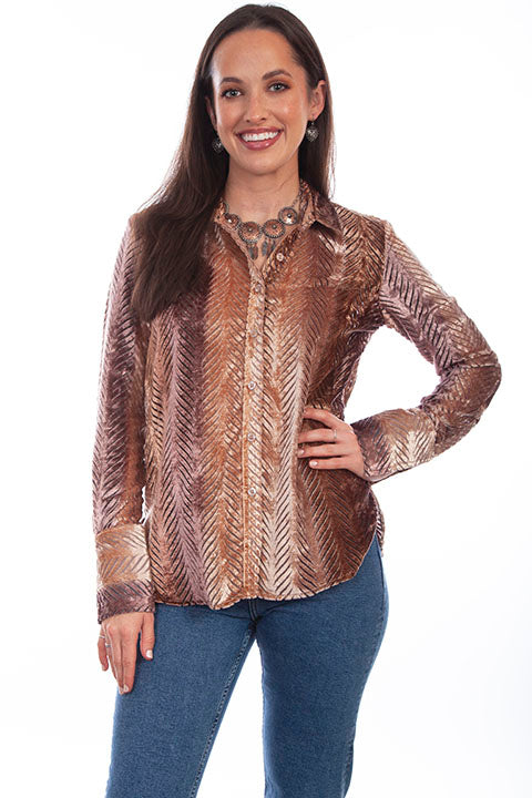 Scully Honey Creek Ladies' Animal Print Velvet Top Front 