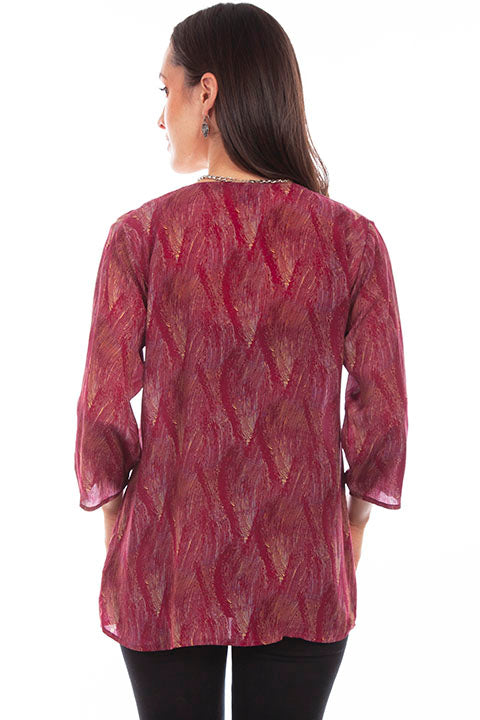 Scully Ladies' Honey Creek Fuschia Print Blouse