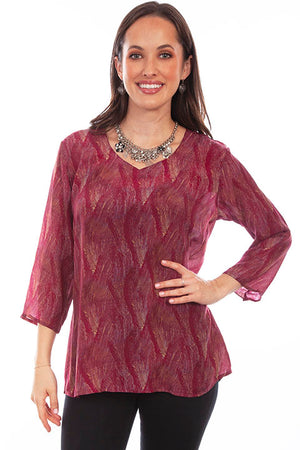 Scully Ladies' Honey Creek Fuschia Print Blouse