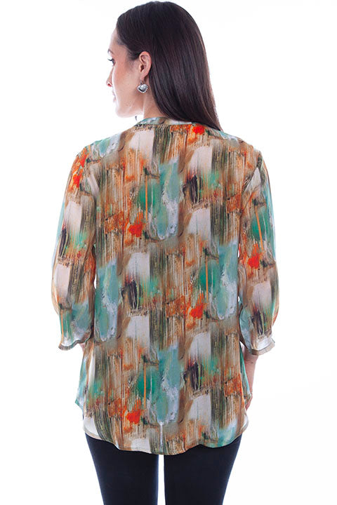 Scully Ladies' Honey Creek Watercolor Print Blouse