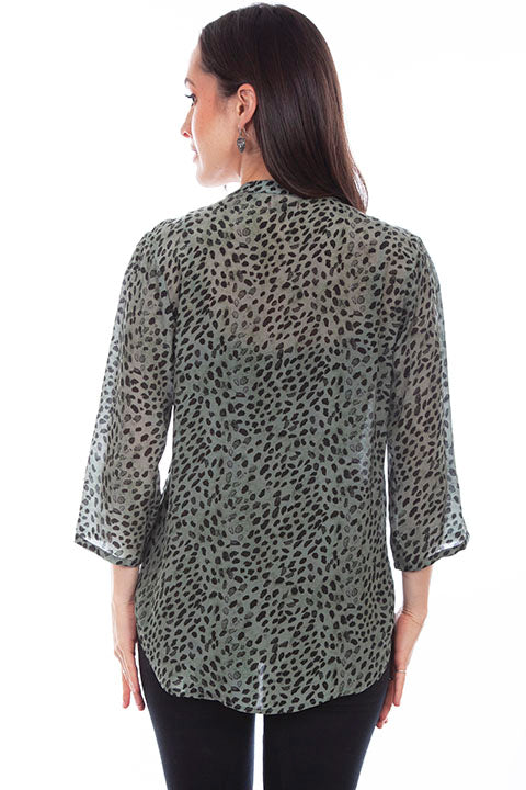 Scully Ladies' Honey Creek Grey Animal Print Blouse