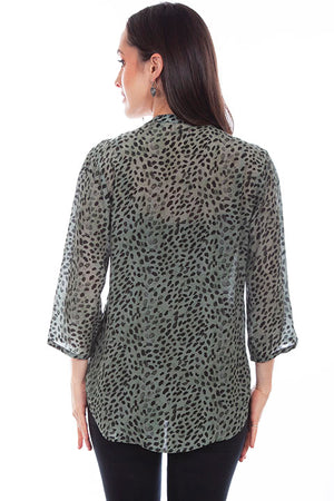 Scully Ladies' Honey Creek Grey Animal Print Blouse