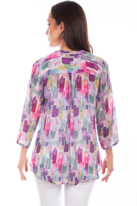Scully Honey Creek Ladies' Lavender Print Blouse Front