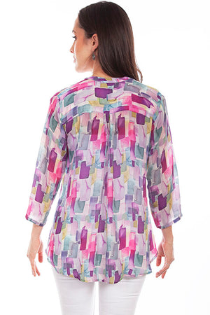 Scully Honey Creek Ladies' Lavender Print Blouse Back