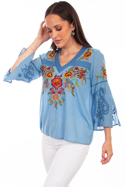 Scully Honey Creek Ladies' Floral Embroidered Tunic Front