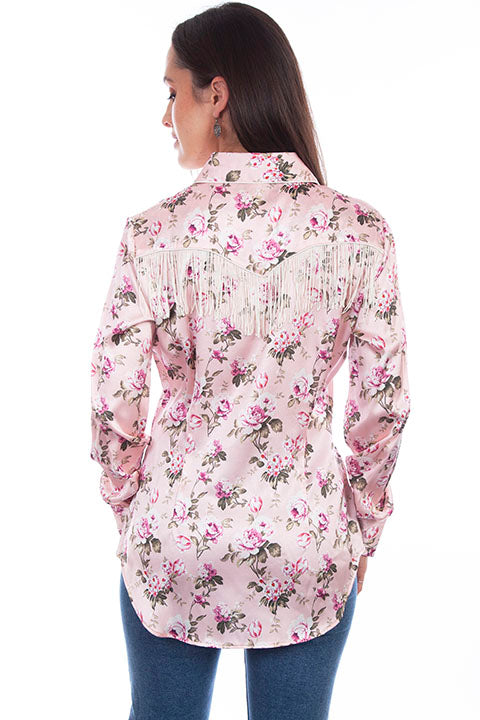 Scully Honey Creek Ladies' Floral Print with Fringe Back