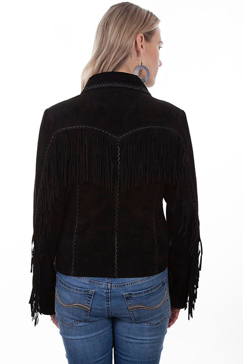 Scully Ladies' Leather Suede Fringe Jacket Black Front