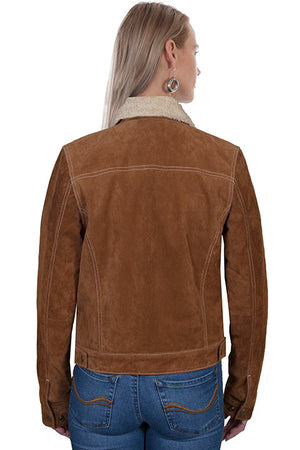 Scully Ladies' Leather Jean Jacket with Shearling Lining Cinnamon Back