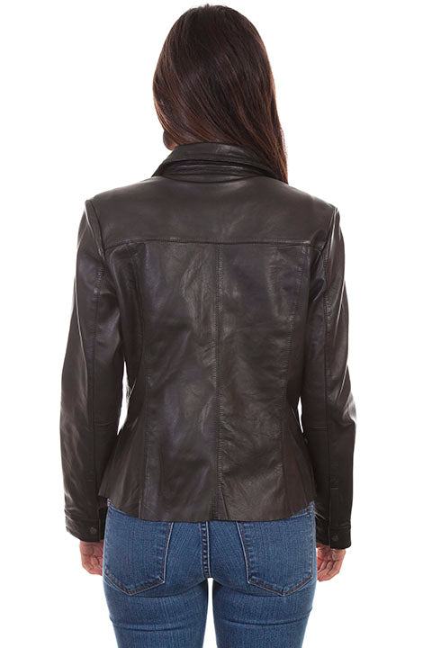 Scully Ladies' Leather Jacket Snap Front Black Front