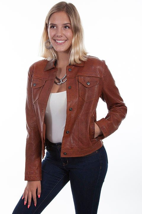 Scully Ladies' Leather Jean Jacket Front