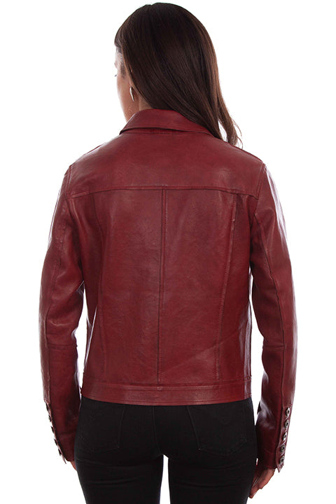 Scully Ladies' Leather Jean Jacket Red Back
