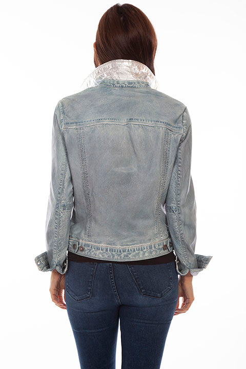 Scully Ladies' Leather Jean Jacket Denim Front