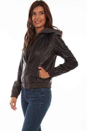 Scully Ladies' Leather Jacket with Front and Hood Insert