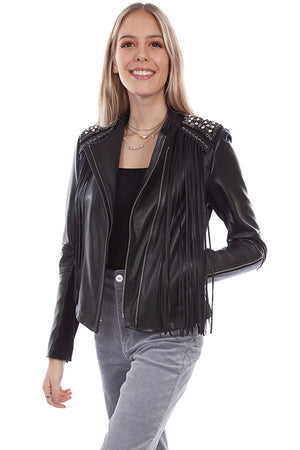 Scully Ladies' Leather Jacket Fringe and Stud Front
