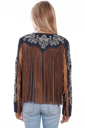 Scully Ladies' Leather Jacket with Fringe Embroidery Beads Back