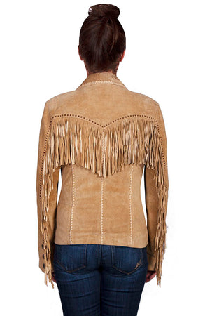 Scully Ladies' Suede Jacket with Pick Stitch Fringe Back Old Rust