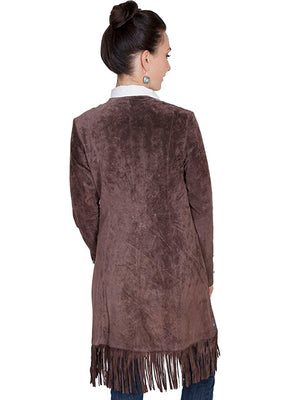 Scully Women's Suede Coat with Embroidery, Studs, Expresso  Back View