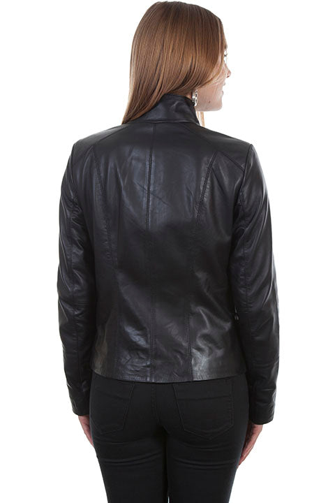 Scully Ladies' Leather Jacket with Stand Up Collar Black