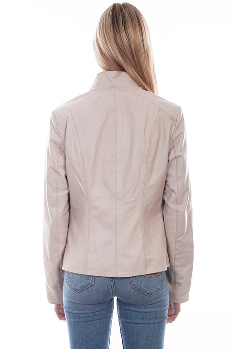 Scully Ladies' Leather Jacket with Stand Up Collar Back Beige