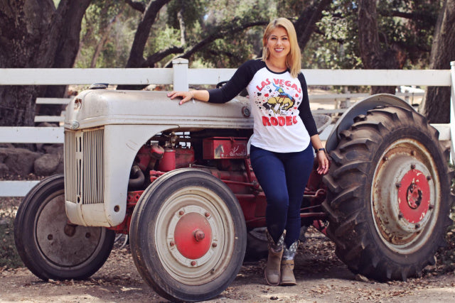 Original Cowgirl Clothing Baseball T-Shirt Las Vegas Rodeo Front