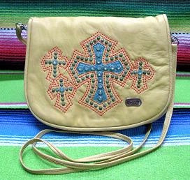 Kippy's Large Belt Pouch with Crosses Palomino Leather Front