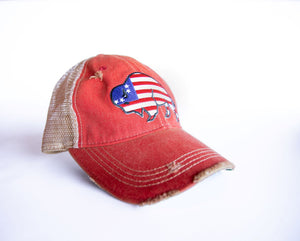 Original Cowgirl Clothing Buffalo Honor Red Wash Cap
