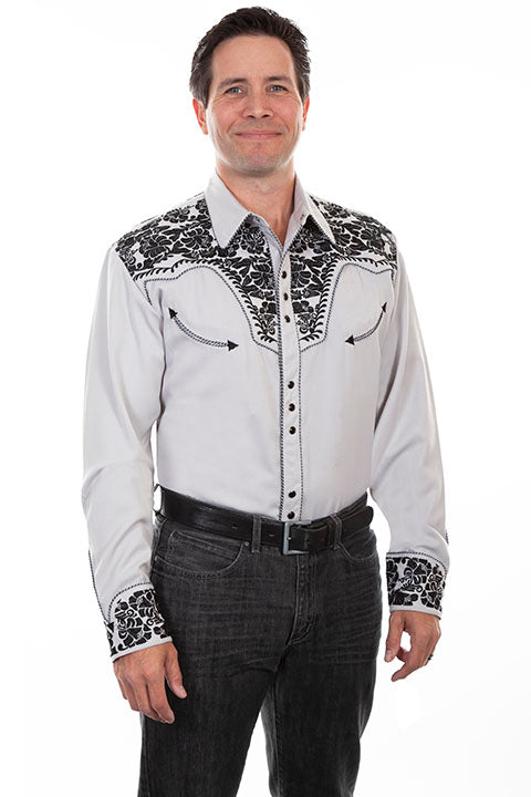 Scully Men's Vintage Inspired Western Shirt Gunfighter Steel Front